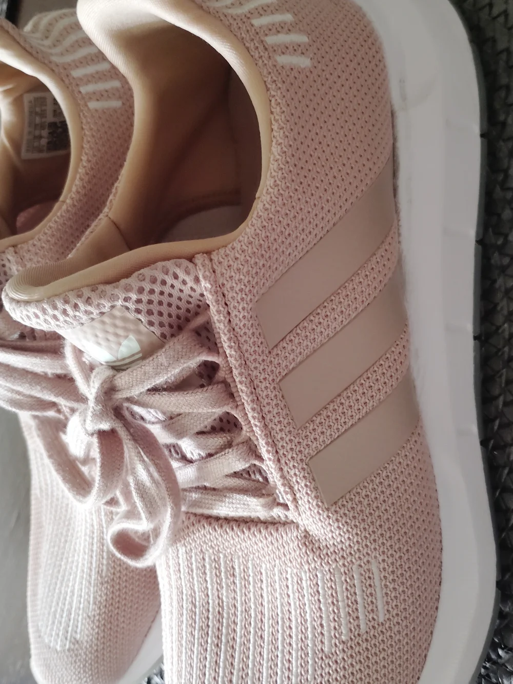 Adidas Womens Pale Pink Knit Running Sneakers